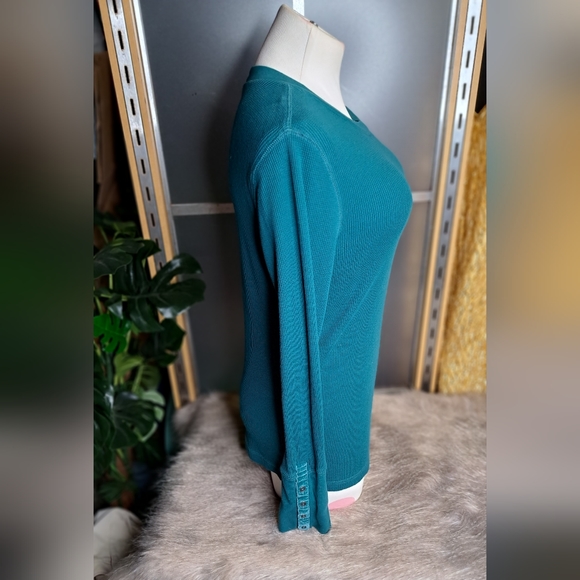 Sundance • Thermal Boho Teal Long Sleeve Crewneck Trendy Chic Layering Medium - Picture 11 of 15
